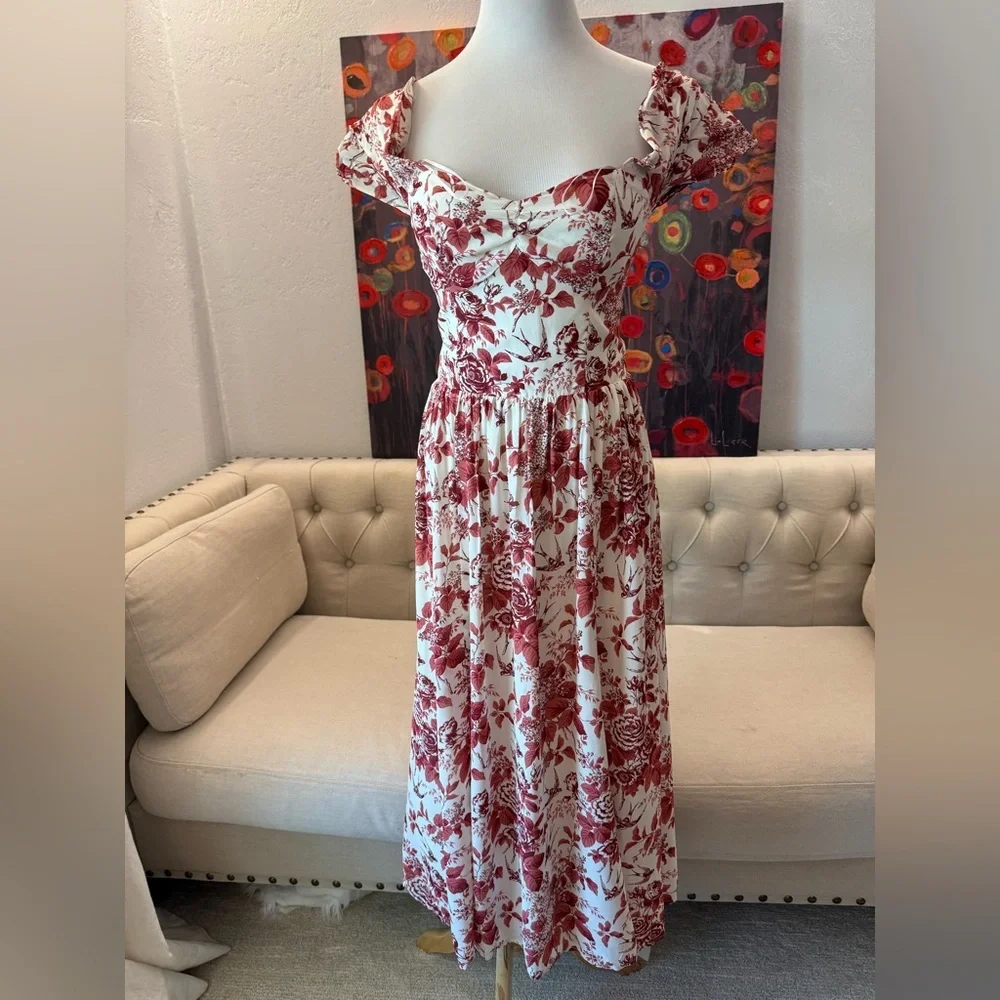 NWT Reformation Violet Dress Toile De Jouy 4 - Picture 5 of 13